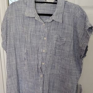 Time & Tru Size XXL Blue/White Stripe Button Front Dress